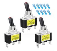 Lot de 3 interrupteurs à bascule LED bleues 12 V 30 A avec interrupteur marche/arrêt pour voiture, bateau, feux de brouillard, tableau de bord (jaune)
