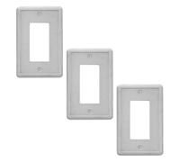 Lot de 3 interrupteurs à bascule simples - Gris - Plaque murale texturée en pierre