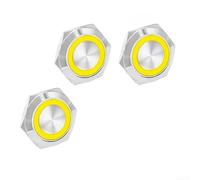 Lot de 3 interrupteurs à bouton-poussoir momentané de 22 mm, lumière LED, 12 V 24 V, interrupteur en métal à réinitialisation automatique, fil pré-attaché pour l'industrie automobile (jaune)