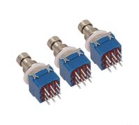 Lot de 3 interrupteurs à pied 3PDT pour pédales de guitare, interrupteur à bouton PCB à 9 broches pour conversion directe, appareil d'effet True Bypass de rechange, bleu