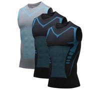 Lot de 3 Ionic Shaping Vest,Powershape Vest,Débardeur De Compression Homme,Debardeur Homme,Gilet Modelant Ionique Nouvelle Édition,Men Body Shaper Slimming Vests Breathable Ice-Silk