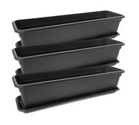 Lot de 3 jardinières de balcon de 80 cm en anthracite : transformez votre balcon en une oasis florissante ! Jardinière avec soucoupe