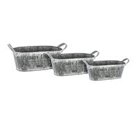 Lot de 3 Jardinières en métal Gris Vintage - Atmosphera