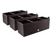 Lot de 3 jardinières, pots de fleurs à aspect rotin - 60 x 25 x 24 cm - Pot de fleurs avec système d'arrosage, jardinière de balcon, Pflanzkasten, Umbra