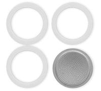 Lot de 3 joints et 1 filtre pour modèle 1 tasse, blanc/argent cafetière café Moka (1 tasse)