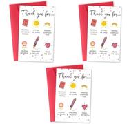 Lot de 3 jolies cartes de remerciement pour professeur, « Thank You for Helping Me Grow » - Excellent cadeau de reconnaissance de la part des étudiants | Cadeau parfait de fin d'études
