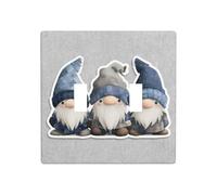 Lot de 3 jolis petits nains en bleu et gris - Double interrupteur à bascule - Plaque murale - Taille standard - 11,4 x 11,4 cm