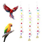Lot de 3 jouets à mâcher pour oiseaux, jouets à mâcher pour oiseaux avec bec d'os en calcium, jouet à mâcher avec cloche, pierre de meulage pour perruches, perruches, calopsittes, inséparables, petits