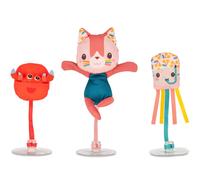 Lot de 3 jouets de bain à ventouse rose, rouge, bleu TU