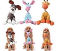 Lot de 3 jouets interactifs en peluche pour chien - Jouet couineur pour chien - Jouet à mâcher avec fonction couineur - Convient pour les chiens de grande, moyenne et petite taille