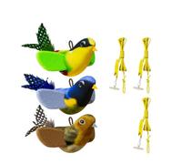 Lot de 3 jouets interactifs pour chat avec plumes véritables avec herbe à chat sans batterie Simulation sonore physique à suspendre