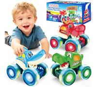 Lot de 3 jouets Monster Truck pour les tout-petits de 1 à 3 ans avec Bull Shark Crocodile Glow Rover Roues Press and Go Cars Monster Trucks pour tout-petits garçons Jouets de Noël et d'anniversaire