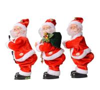 Lot de 3 Jouets Musicaux Électriques Père Noël, Père Noël Dansant avec Ventre et Pieds Tremblants, Poupée Père Noël Décorative Secouant La Tête et Les Pieds, Jouet Chantant(3PCS)