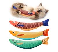 Lot de 3 jouets pour chat Saury Fish - Son froissé à l'herbe à chat - Doux et durable - Jouet interactif pour chaton - Exercice d'intérieur - 24 cm - Pour toutes les races