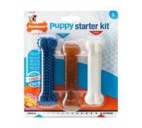 Lot de 3 jouets pour chien Nylabone Puppy Starter Kit - 1 Puppybone Chicken / 1 Extreme Chew Chicken / 1 Dental Blue S Blanc S