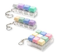 Lot de 3 jouets sensoriels pour adultes, porte-clés à clicker 4 en 1, jouet anti-stress, jouet sensoriel à 9 touches pour décompression de l'anxiété