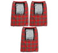 Lot de 3 kilt écossais - Kilt écossais rouge avec sporran attaché - Accessoire de déguisement pour la Saint-Andrews