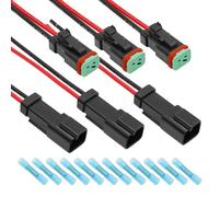 Lot de 3 kits de connecteurs DT à 2 broches, connecteurs de fils mâles femelles 14 AWG, kit de connecteur électrique automobile étanche avec 12 connecteurs bout à bout, faisceau de câblage Deutsch