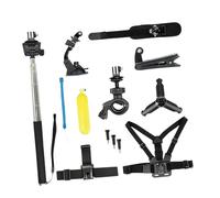 Lot de 3 kits de montage professionnels pour caméra d'action - Harnais de poitrine autoportrait - Tige d'absorption pour sports de plein air - Filmer et enregistrer la ceinture thoracique