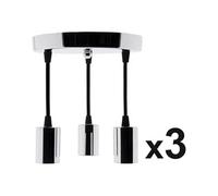 - Lot de 3 kits de suspension triple déco métal chromé + cordon 1m - Elexity