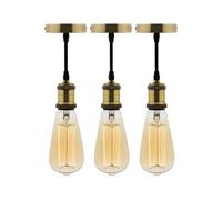 - Lot de 3 kits de suspension vintage avec câble textile et ampoules filament carbone Edison