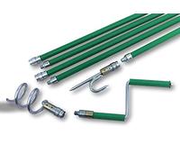 Lot de 3 Kits déboucheurs canalisations | Ø 70 mm | Débouchage ou curetage par rotation avec manivelle | System kiblok cannes vertes 6,60 mètres | Queue de cochon et harpon | Kibros 4KITDEBVx3