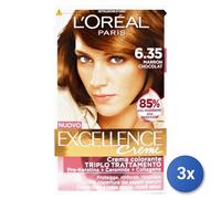 Lot de 3 L’Oréal Paris Excellence Crème Coloration Cheveux Marron Chocolat 6.35