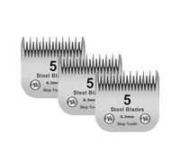 Lot de 3 lames amovibles en acier pour toilettage de chien compatible avec les tondeuses Andis,Oster A5, Wahl KM10, longueur de coupe 6,3 mm