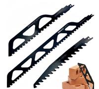 Lot de 3 lames de scie sabre pour pierre - Acier au carbure - Scie sabre Ytong - Scie à brique - Scie à béton cellulaire - Pour béton cellulaire, bois, métal, brique (225, 305, 505 mm)