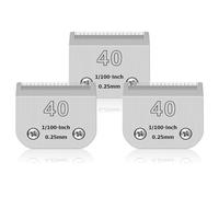 Lot de 3 lames en acier inoxydable 40 # pour le toilettage de chien, compatibles avec Andis, Oster A5/Heiniger/moser/Wahl, taille #40, lame de 1/100 pouces, longueur de coupe de 0,25 mm