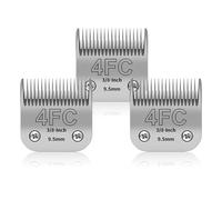 Lot de 3 lames en acier inoxydable 4FC pour toilettage de chien, compatibles avec Andis, Oster A5, Heiniger, Moser Max 50, Wahl,Taille lame 4FC de 3/8 pouces, longueur de coupe 9,5 mm