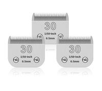 Lot de 3 lames en acier inoxydable amovibles de 30 # pour le toilettage des chiens, compatibles avec Andis/Oster A5/Heiniger/Moser/Wahl, taille n° 30, longueur de coupe 1/50 pouces 0,5 mm