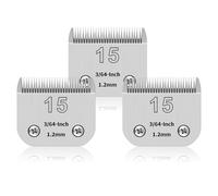 Lot de 3 lames en acier inoxydable de 15 # pour le toilettage des chiens, compatibles avec Andis, Oster A5, Heiniger,Moser Max 50 Wahl, lame de 15 #, longueur de coupe de 3/64 pouces et 1,2 mm