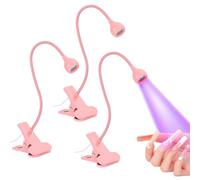 Lot de 3 lampes à ongles de bureau à clipser, alimentées par USB, design col de cygne réglable, rose, lumière polyvalente pour durcir le gel à ongles
