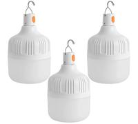 Lot de 3 lampes de camping LED rechargeables par USB - Lampe de tente super lumineuse - 3 modes d'éclairage - 30 W - Lampe de camping avec crochet - Lanterne portable pour camping, pêche, randonnée