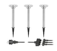 Lot de 3 lampes de jardin LED ALF chromées mates avec piquet de terre pour [EEK: G]