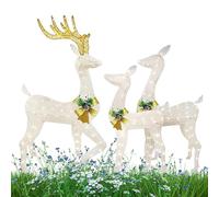 Lot de 3 lampes de Noël en forme de renne - Éclairage festif pour décoration de chemin - Lampe à piquer en acrylique - Pour l'extérieur, le jardin, le chemin, l'allée, la ferme, la terrasse, le