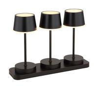 Lot de 3 lampes de table LED d'extérieur à piles en métal noir avec télécommande H20cm