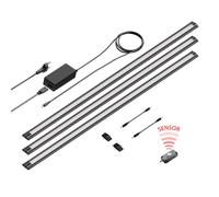 ledscom.de Set de 3 lampes LED sous châssis SIRIS noir mat, avec détecteur de mouvement, plat, 90cm chacun, 1044lm chacun, blanc
