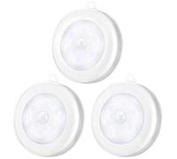 Lot de 3 Lampes LED de Nuit Détecteur de Mouvement Sans Fils Alimenté par Piles Lumière Chaude pour Chambre Salon Garage SdB