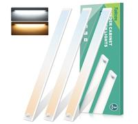 Lot de 3 lampes LED pour cuisine, 40 cm, 100 LED, 3000 K/6000 K, éclairage d'armoire en continu, avec détecteur de mouvement, 2000 mAh, USB-C rechargeable, veilleuse, magnétique, pour cuisine, chambre