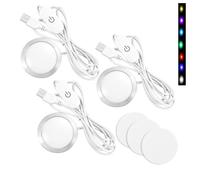 Lot de 3 lampes LED RVB USB 3 W COB à intensité variable 60 mm Boîtier rond en aluminium Contrôle tactile compatible avec Bambu Lab X1C/P1P/P1S pour projets d'impression 3D