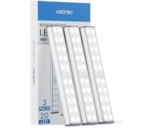 Lot de 3 Lampes Reglette Led Cuisine Sous Meuble 20Led, Rechargeable USB Sans Fil Lampe d'Armoire à Détecteur de Mouvement,Lampe de Placard Adaptée Veilleuse Escalier Couloir(blanc froid)