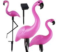 Lot de 3 lampes solaires de jardin flamant rose 21151