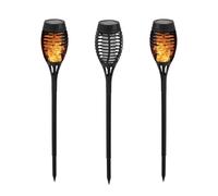 Lot de 3 lampes solaires d'extérieur LED, torches de jardin effet flammes, lumière solaire imperméable, couleur blanc chaud, décoration pour jardin