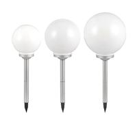 Lot de 3 lampes solaires LED Lampes boules blanches Lampe de jardin éclairage extérieur chemins terrasses piquets Lampes extérieures lampes enfichables