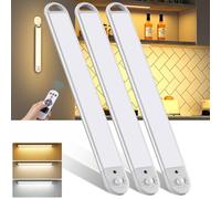 Lot de 3 lampes sous placard de cuisine de 30 cm, avec télécommande, intensité variable, 3 températures de couleur, 2200 mAh de type C, veilleuse rechargeable à suspendre pour placard, escaliers,