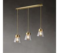 Lot de 3 Lampes suspendues Nordiques dorées de 16 cm, Abat-Jour en Verre Transparent, luminaire Suspendu, Support de Lampe en Laiton antirouille, plafonnier pour Salle à Manger, Salon de coi