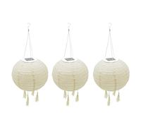 Lot de 3 lampion solaire lanterne chinoise beige crème mariage festif LED blanc chaud HIMALAYA ∅30cm