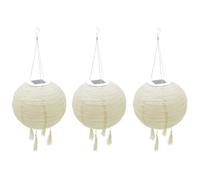 Lot de 3 lampion solaire lanterne chinoise beige crème mariage festif LED blanc chaud HIMALAYA ∅30cm